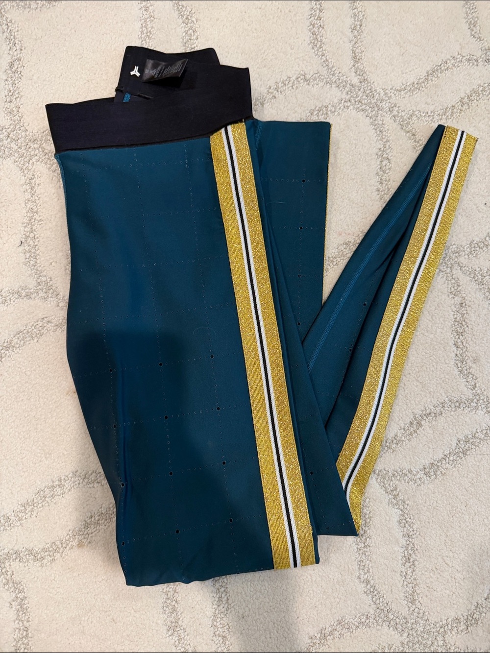 Women’s Ultracor Teal Leggings with Gold Stripe sz medium